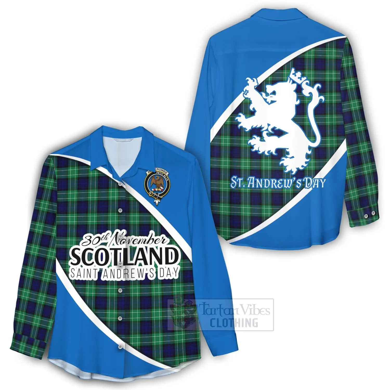 Abercrombie Family Crest Tartan Women's Casual Shirt Celebrate Saint Andrew's Day in Style