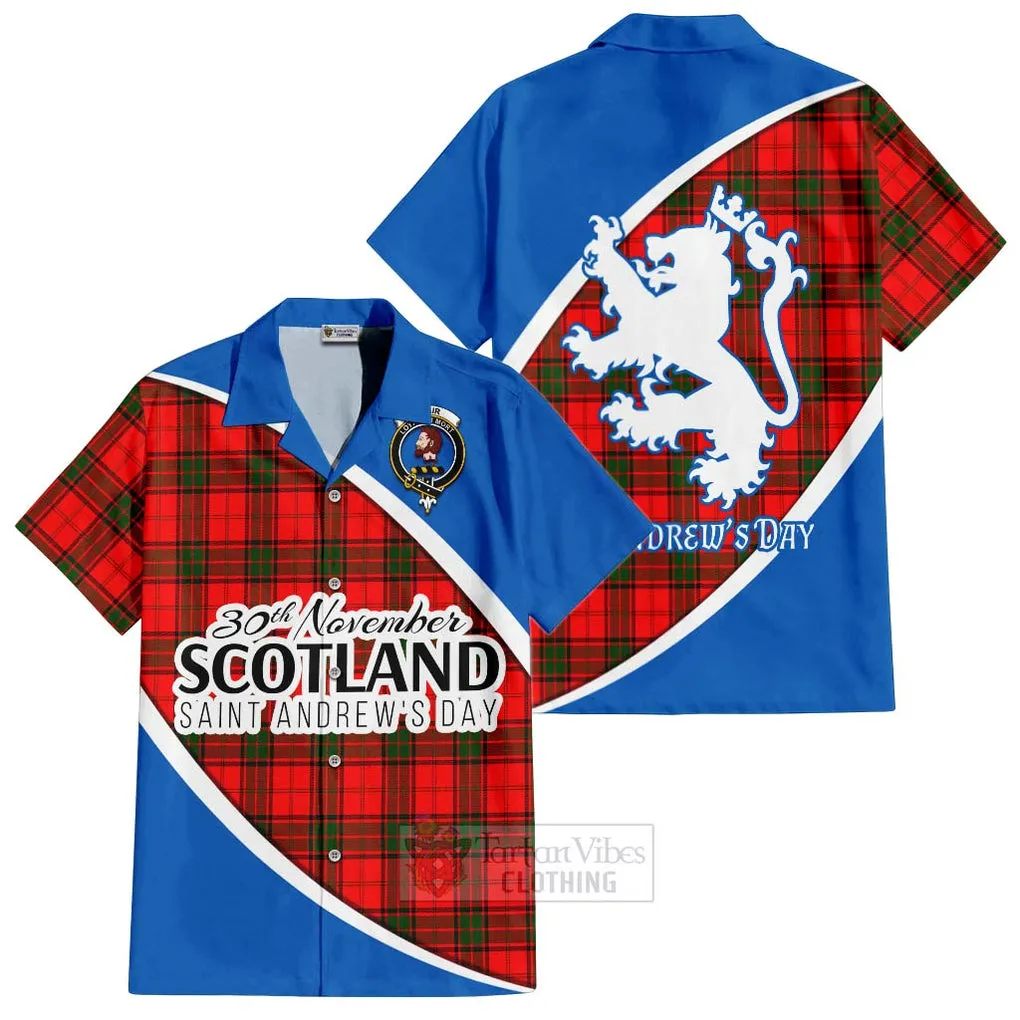 Adair Family Crest Tartan Short Sleeve Button Shirt Celebrate Saint Andrew's Day in Style