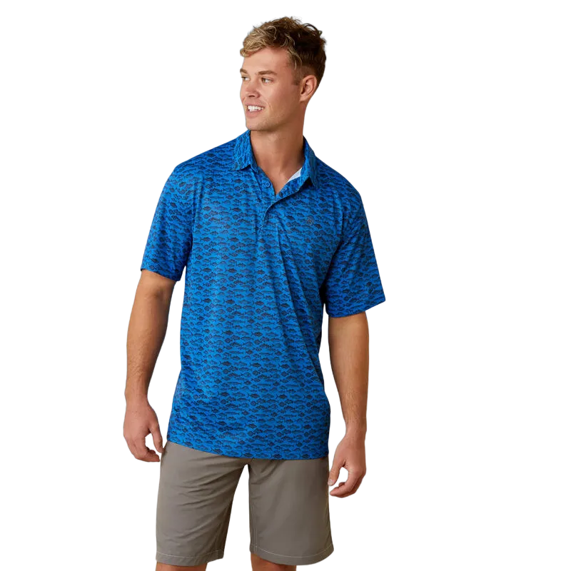 Ariat Clothing Men's All Over Print Polo Cendre Blue Shirt