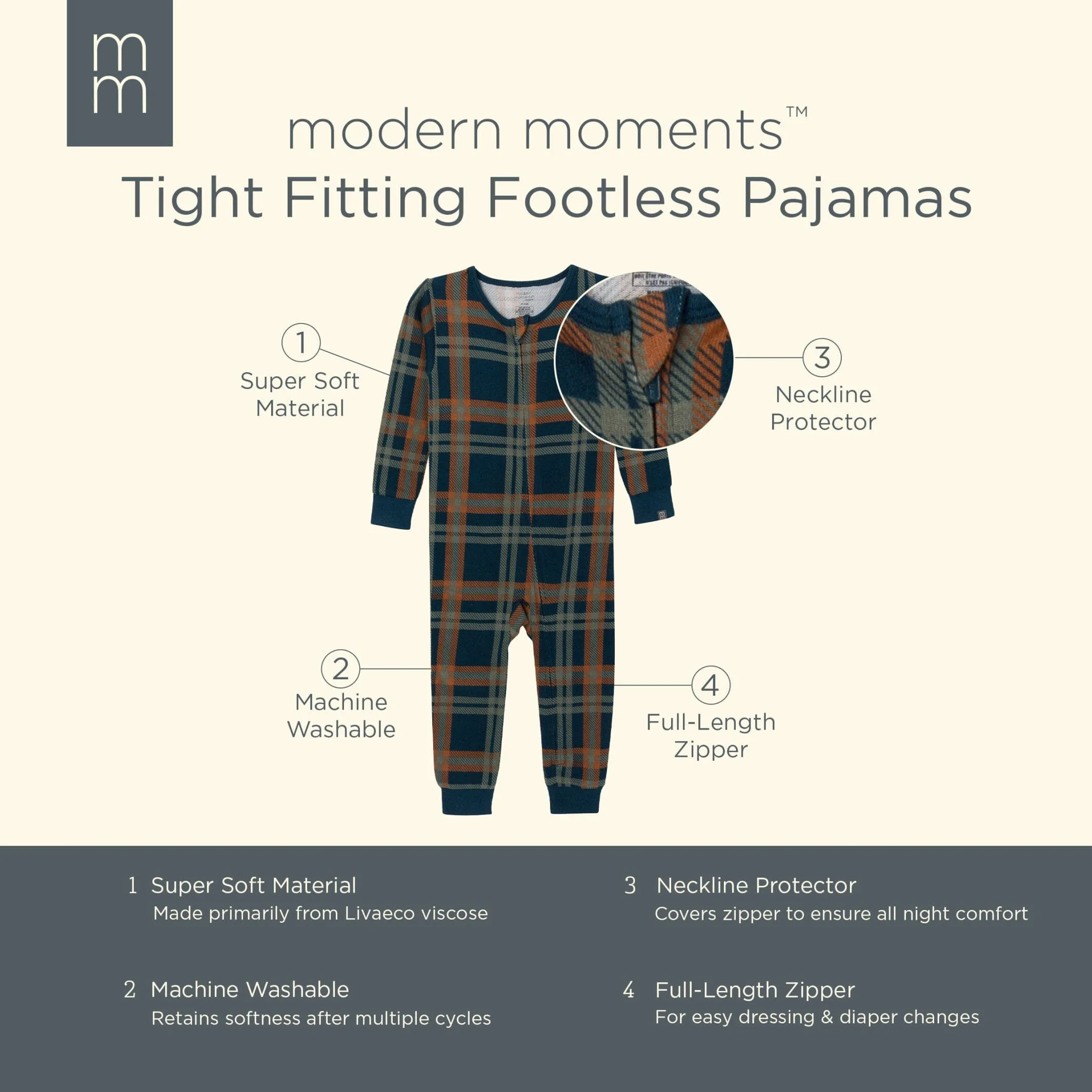 Baby & Toddler Boys Navy Plaid Hacci Footless Pajamas