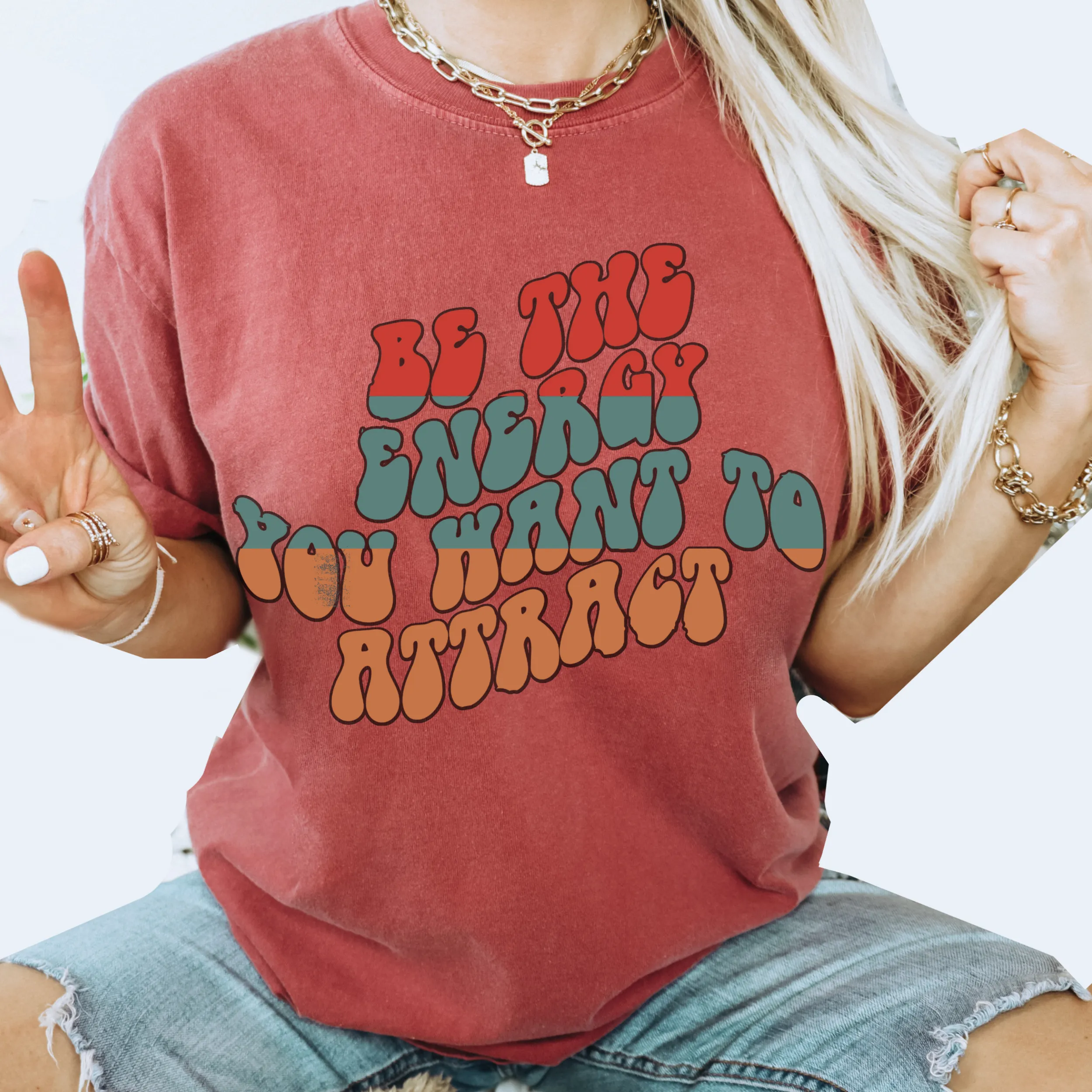 Be The Energy You Want To Attract Tee, Retro Comfort Colors® T-shirt, Sprin Yoga Meditation T-Shirt in Five Colors, Trendy Summer Tee