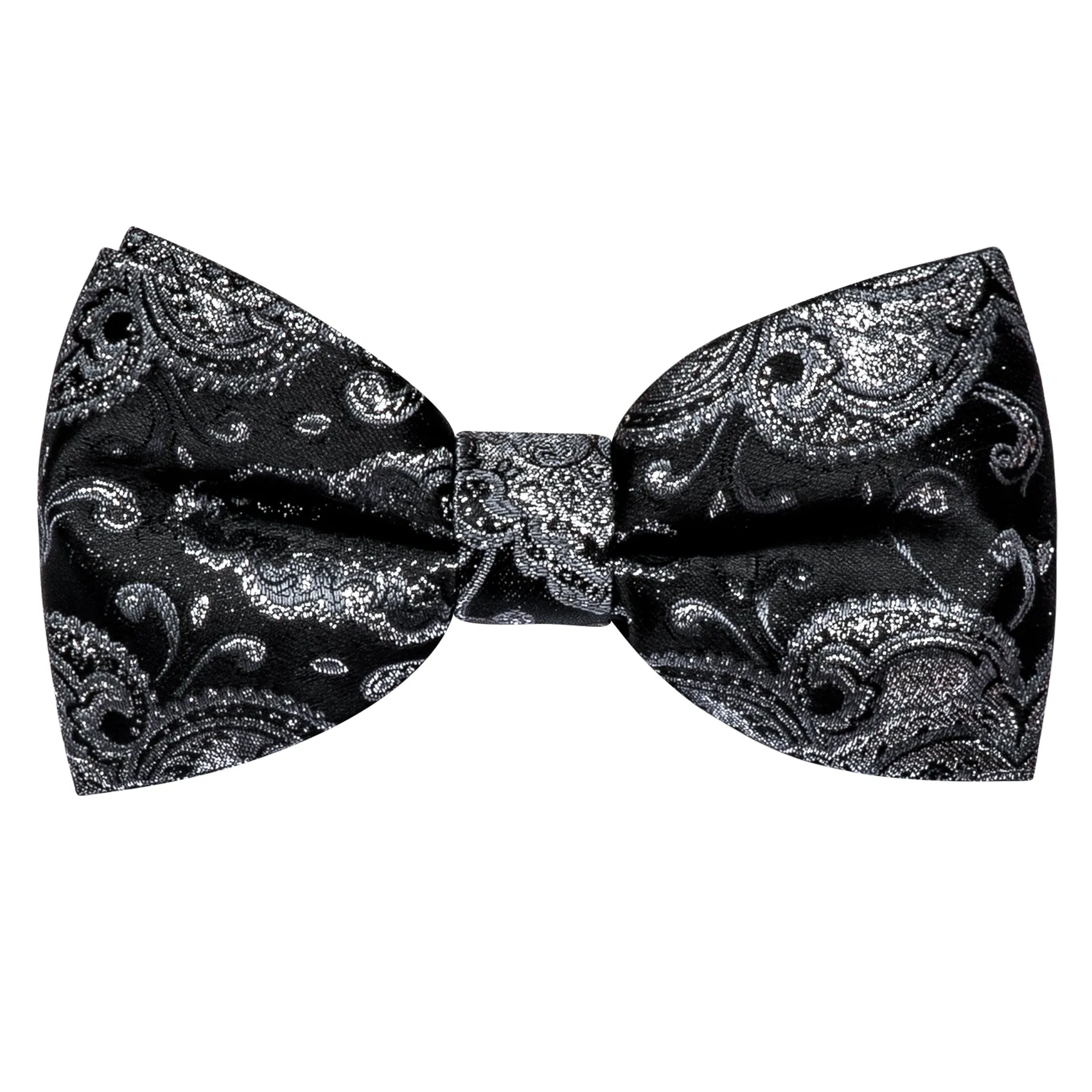 Black Grey Retro Floral Silk Men's Vest Bow Tie Handkerchief Cufflinks Set Waistcoat Suit Set