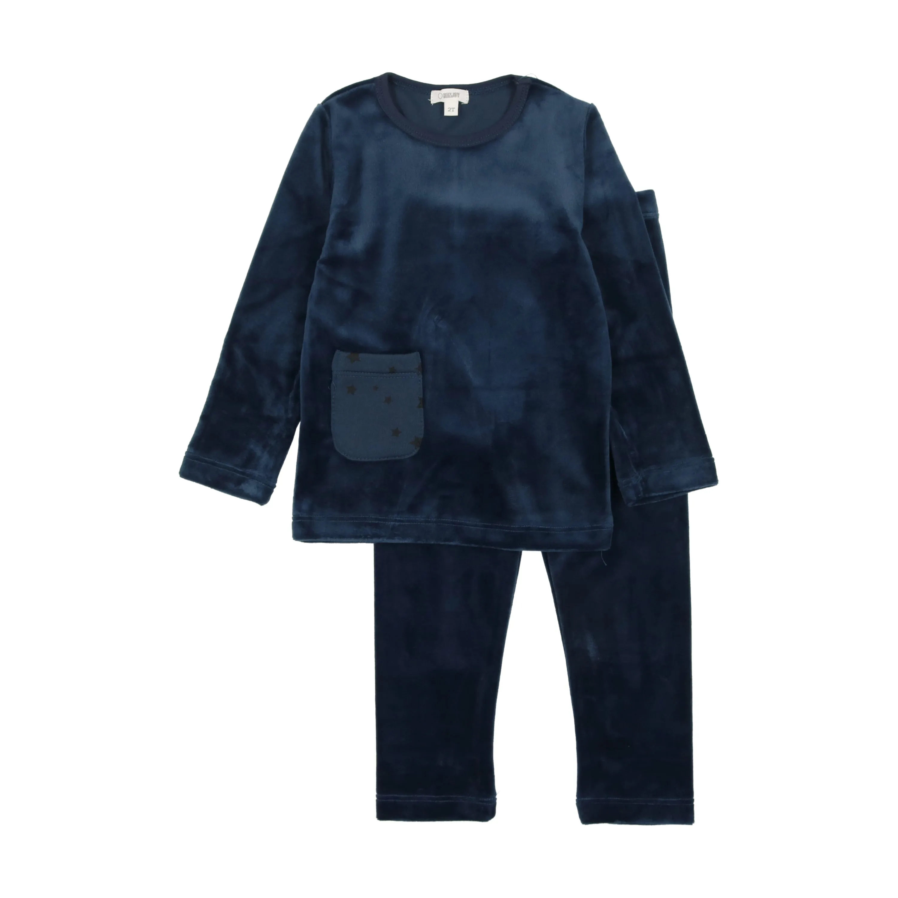 BONJOY NAVY VELOUR STAR POCKET PAJAMAS