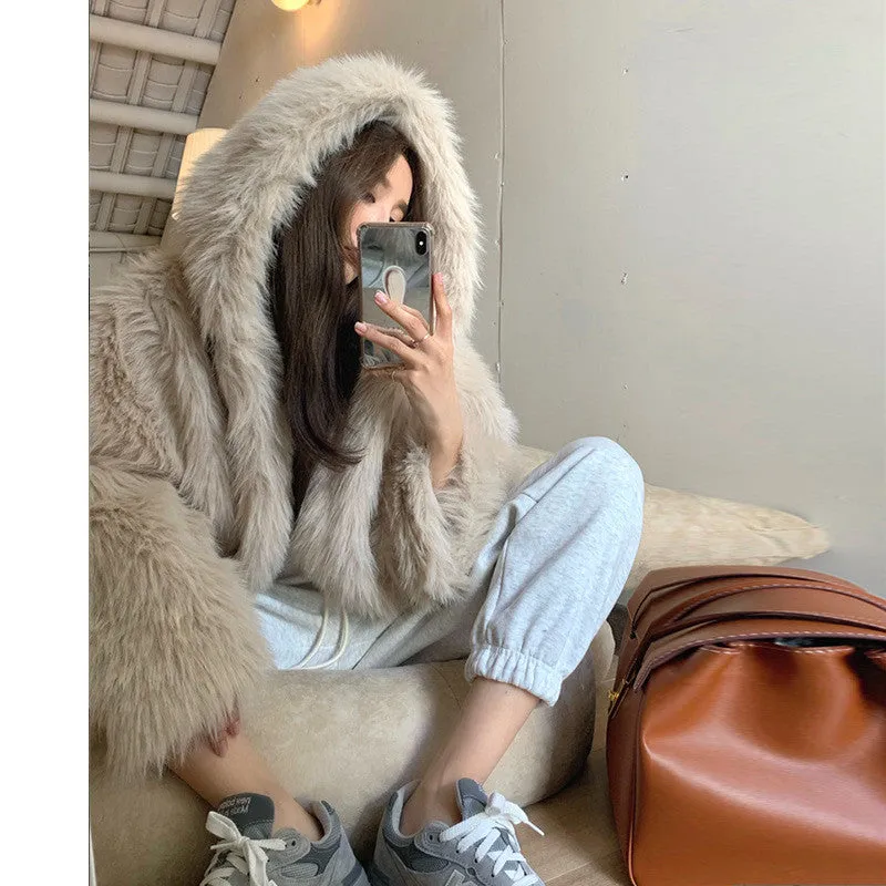 Casual Hooded Warm Faux Fur Jacket