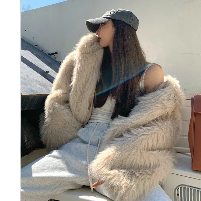 Casual Hooded Warm Faux Fur Jacket