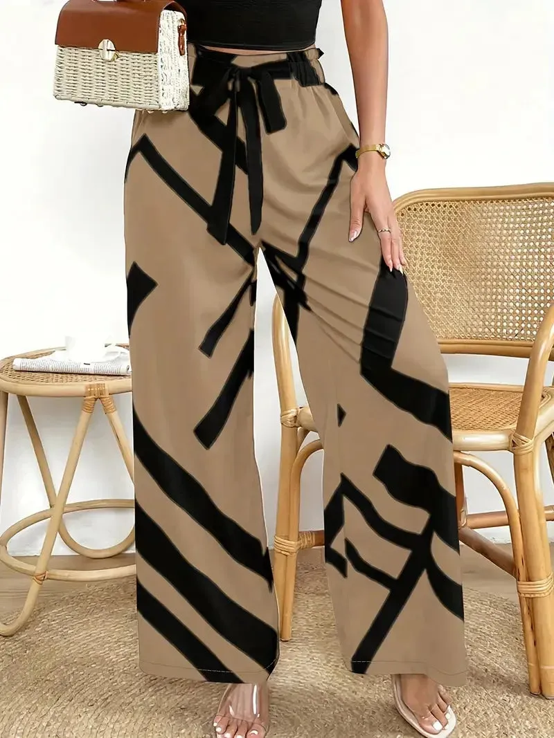 Casual Striped Wide Leg Pants