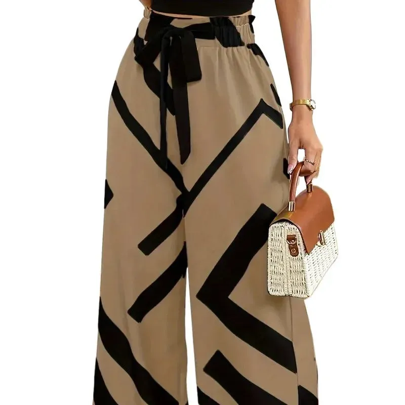 Casual Striped Wide Leg Pants