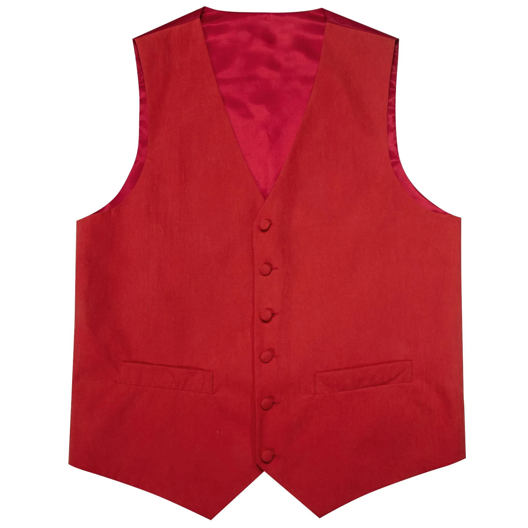 Classic Red Solid Splicing Jacquard Men's Vest