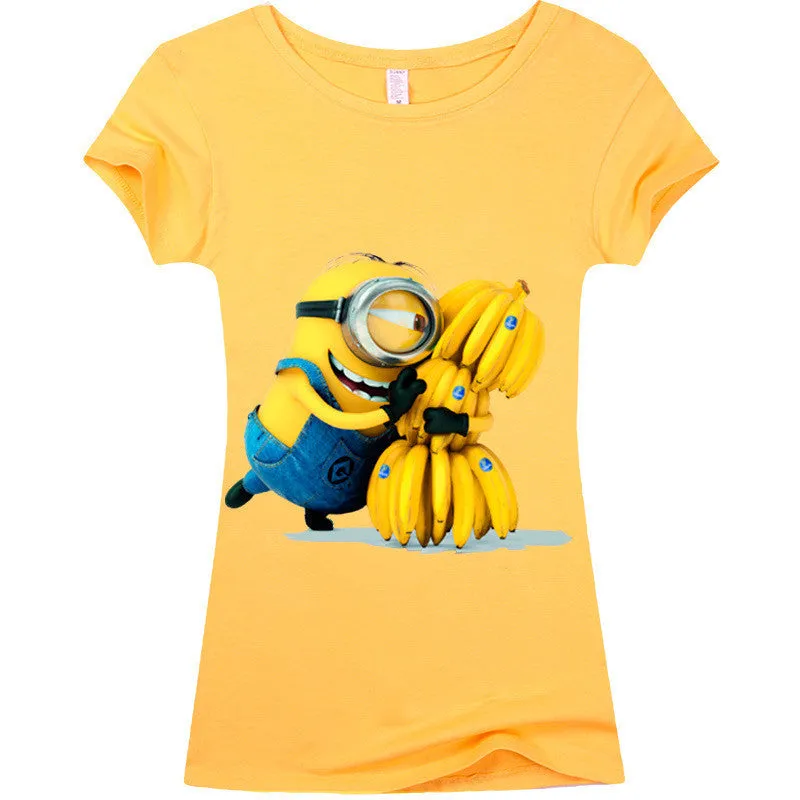 Copy of (Harajuku T Shirt)2016 Sexy cute Womens Lycra Tee T Shirt Ladies Minion Slim Summer 3d kawaii Women T-Shirts Minions Cartoon Top