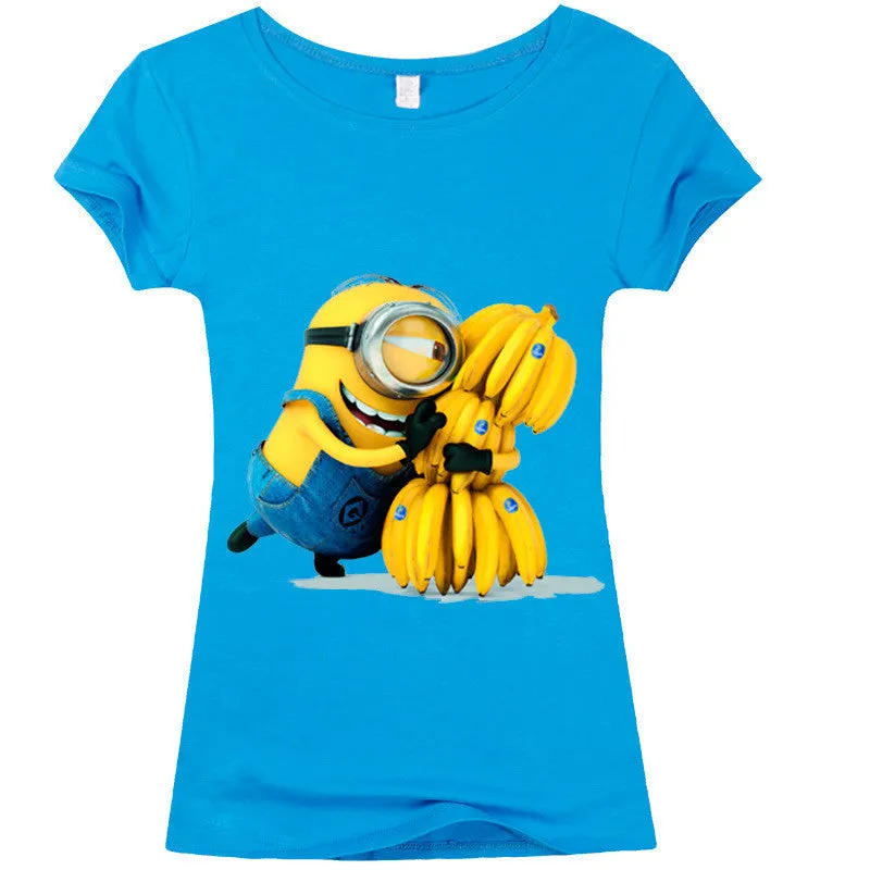 Copy of (Harajuku T Shirt)2016 Sexy cute Womens Lycra Tee T Shirt Ladies Minion Slim Summer 3d kawaii Women T-Shirts Minions Cartoon Top