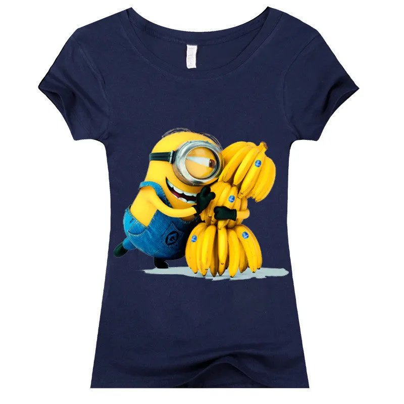 Copy of (Harajuku T Shirt)2016 Sexy cute Womens Lycra Tee T Shirt Ladies Minion Slim Summer 3d kawaii Women T-Shirts Minions Cartoon Top