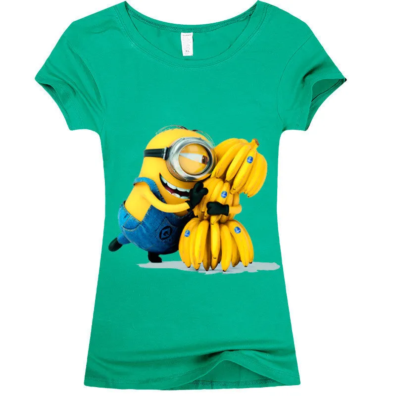 Copy of (Harajuku T Shirt)2016 Sexy cute Womens Lycra Tee T Shirt Ladies Minion Slim Summer 3d kawaii Women T-Shirts Minions Cartoon Top