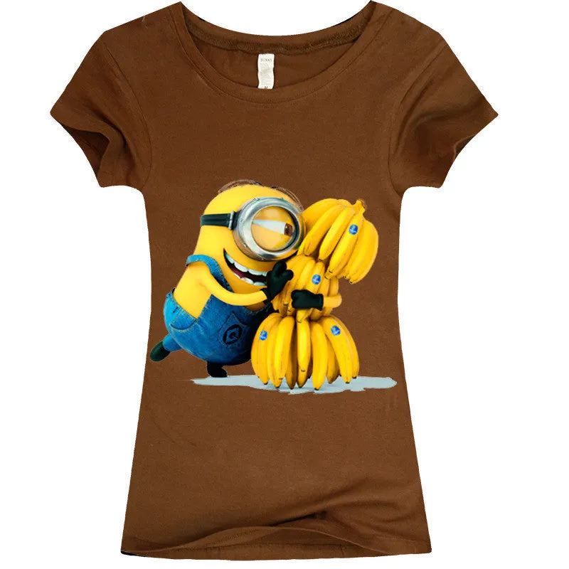 Copy of (Harajuku T Shirt)2016 Sexy cute Womens Lycra Tee T Shirt Ladies Minion Slim Summer 3d kawaii Women T-Shirts Minions Cartoon Top