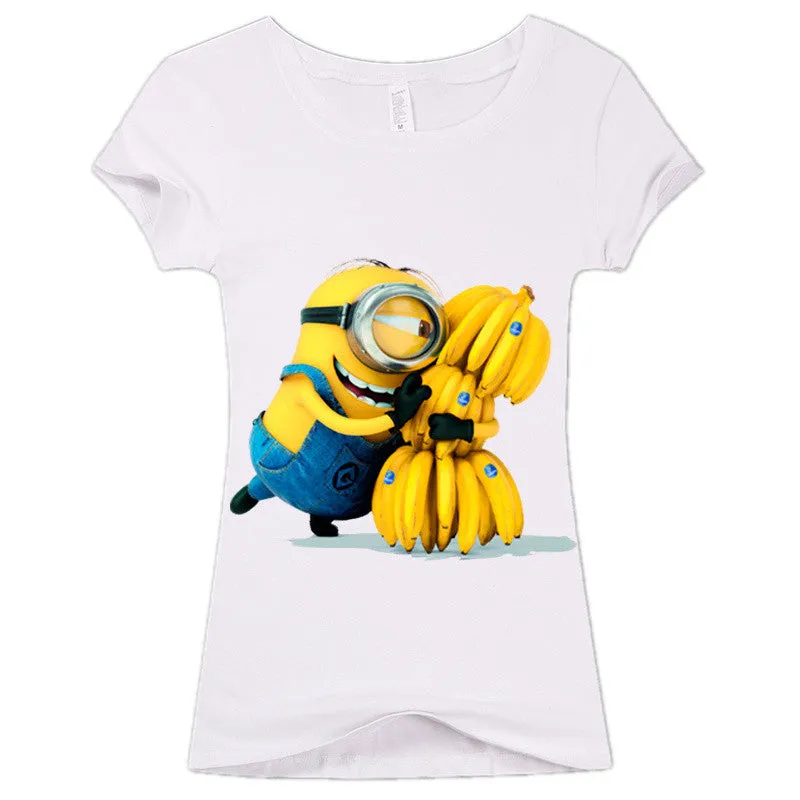 Copy of (Harajuku T Shirt)2016 Sexy cute Womens Lycra Tee T Shirt Ladies Minion Slim Summer 3d kawaii Women T-Shirts Minions Cartoon Top