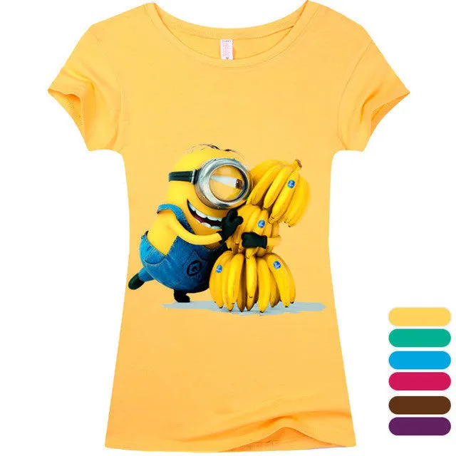 Copy of (Harajuku T Shirt)2016 Sexy cute Womens Lycra Tee T Shirt Ladies Minion Slim Summer 3d kawaii Women T-Shirts Minions Cartoon Top