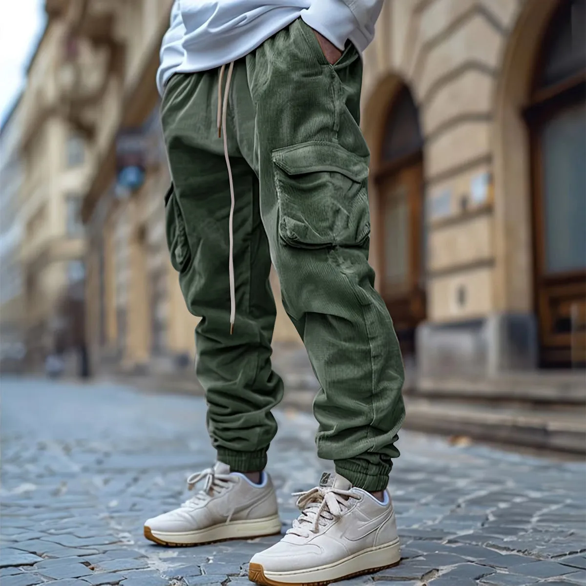 CORDUROY CASUAL PANTS RETRO LOOSE WORKWEAR CARGO PANT