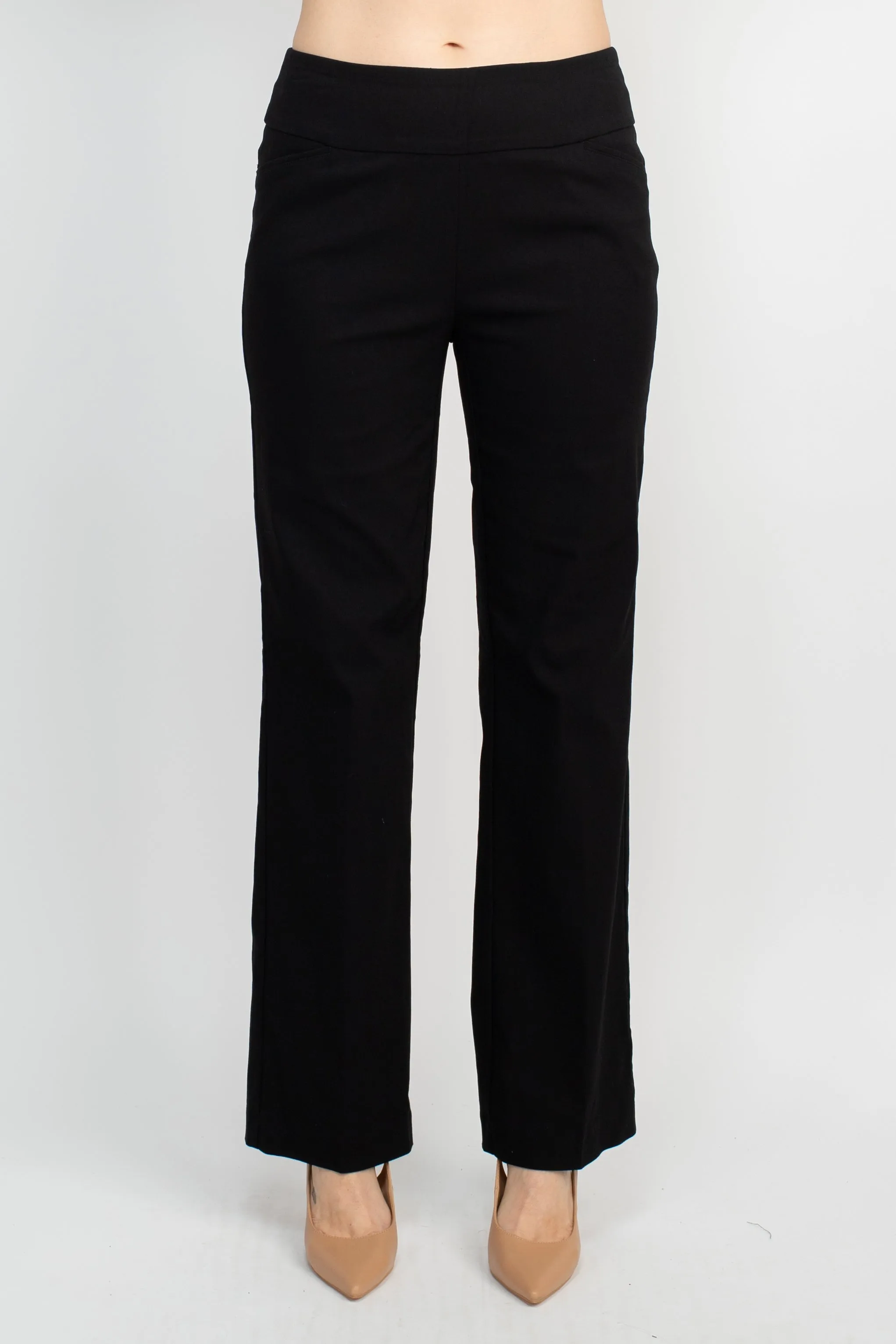 Counterparts Midwaist Banded Waist Solid Straight Millennium Pant