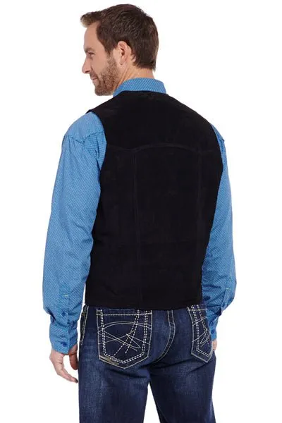 Cripple Creek Mens Black Boar Suede Snap Front Vest Western