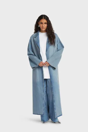 Denim Abaya | Washed Silver Blue