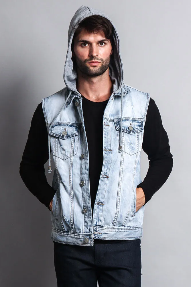 Detachable Hood Denim Vest