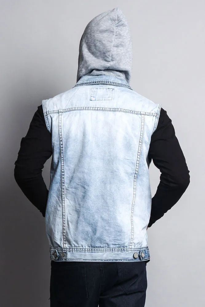 Detachable Hood Denim Vest