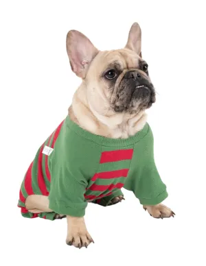 Dog Cotton Red & Green Stripes Pajamas