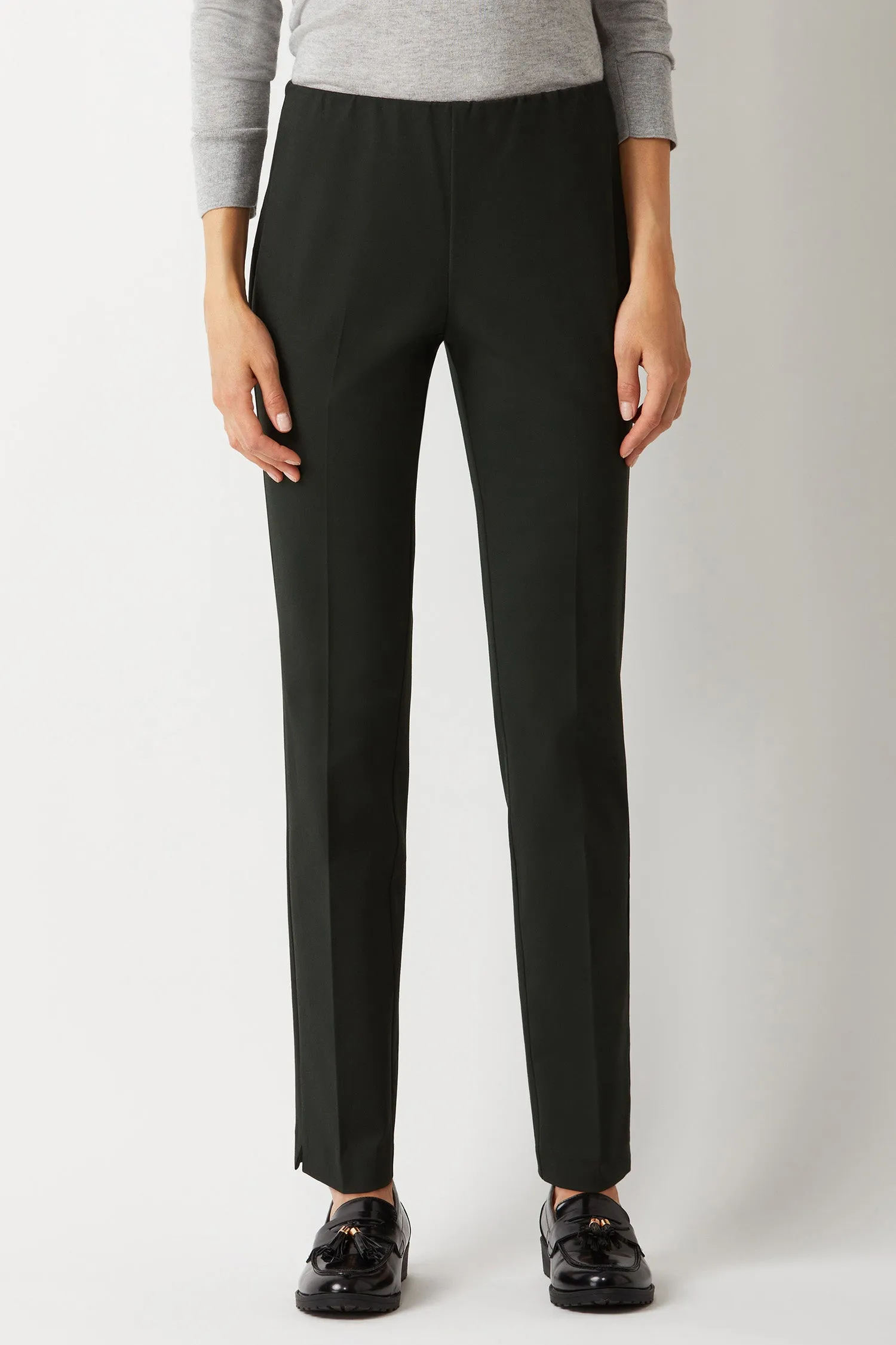 Ecru Designs Mid Waist Solid Stretch Crepe Pant