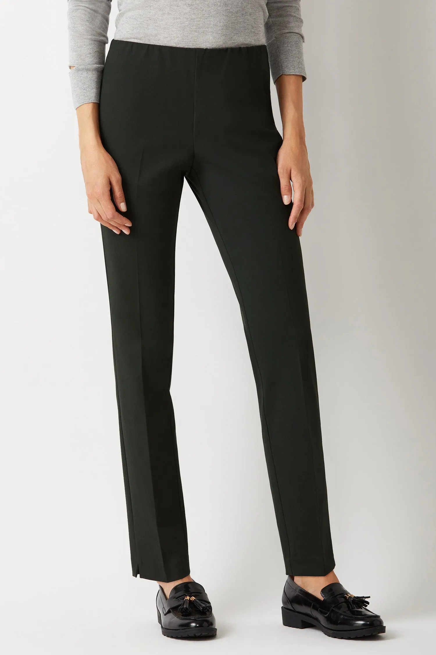 Ecru Designs Mid Waist Solid Stretch Crepe Pant