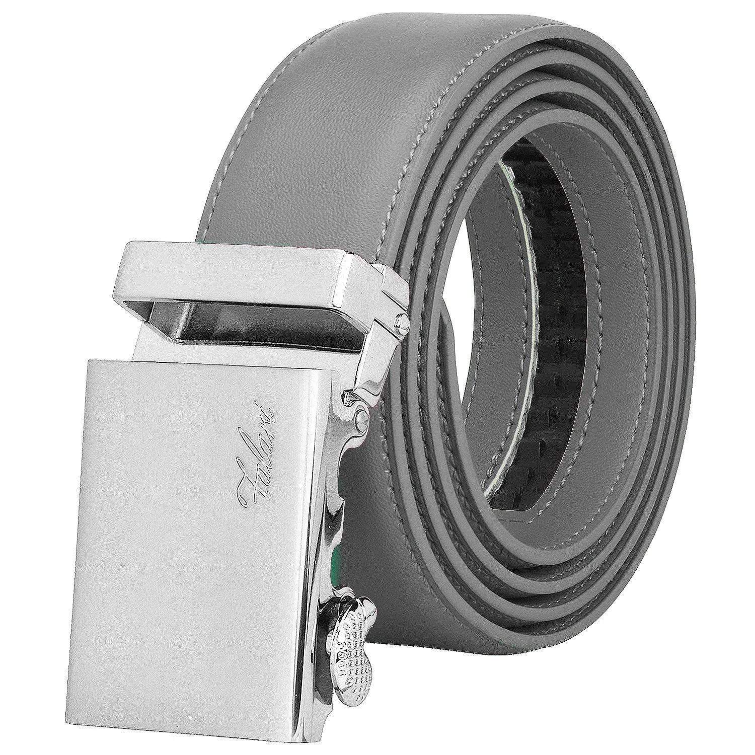 Falari Men Unisex Genuine Leather Ratchet Dress Belt Automatic Sliding Buckle