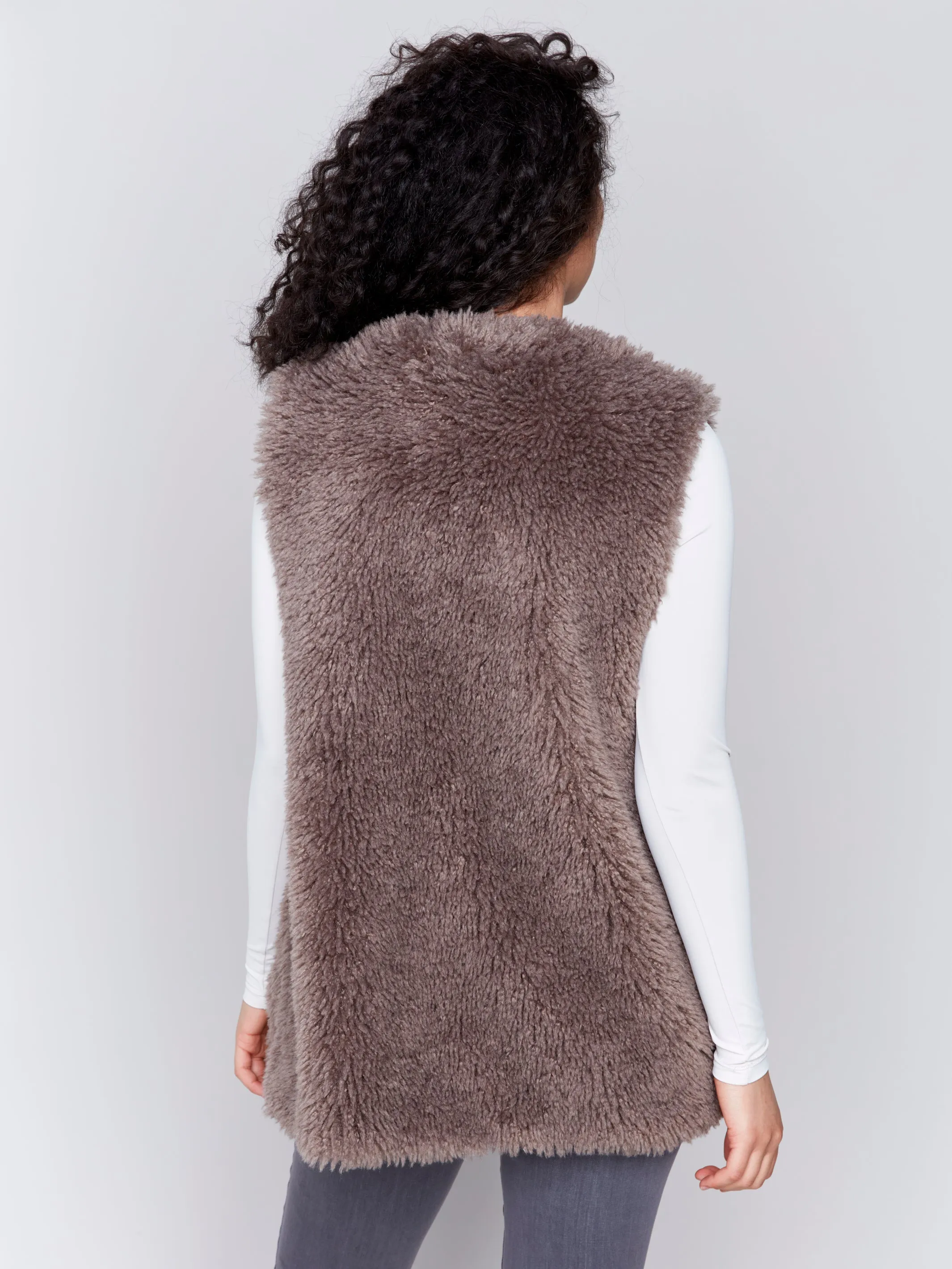 Faux Fur Vest Taupe by Charlie B