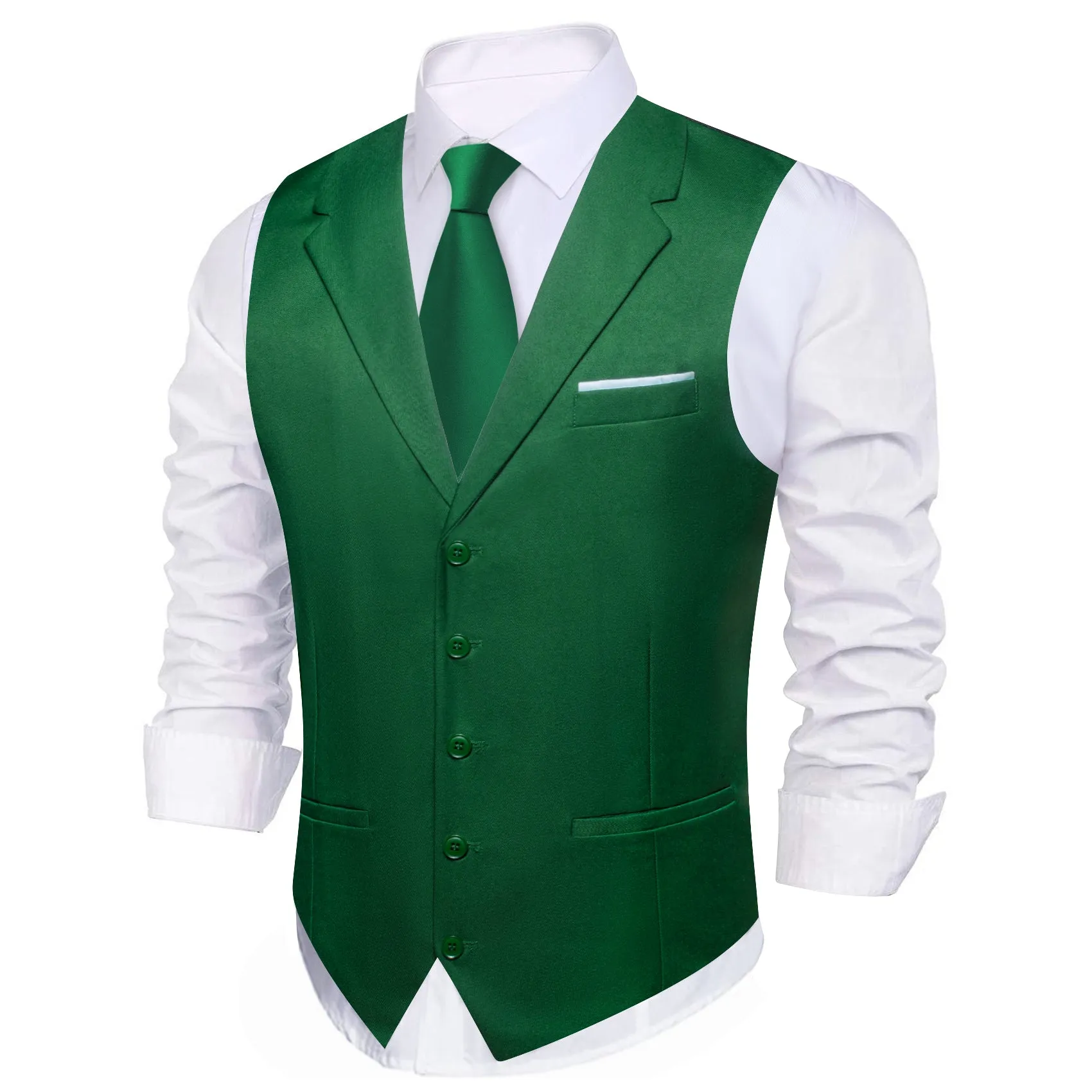 ForestGreen Solid Jacquard Men's Collar Vest