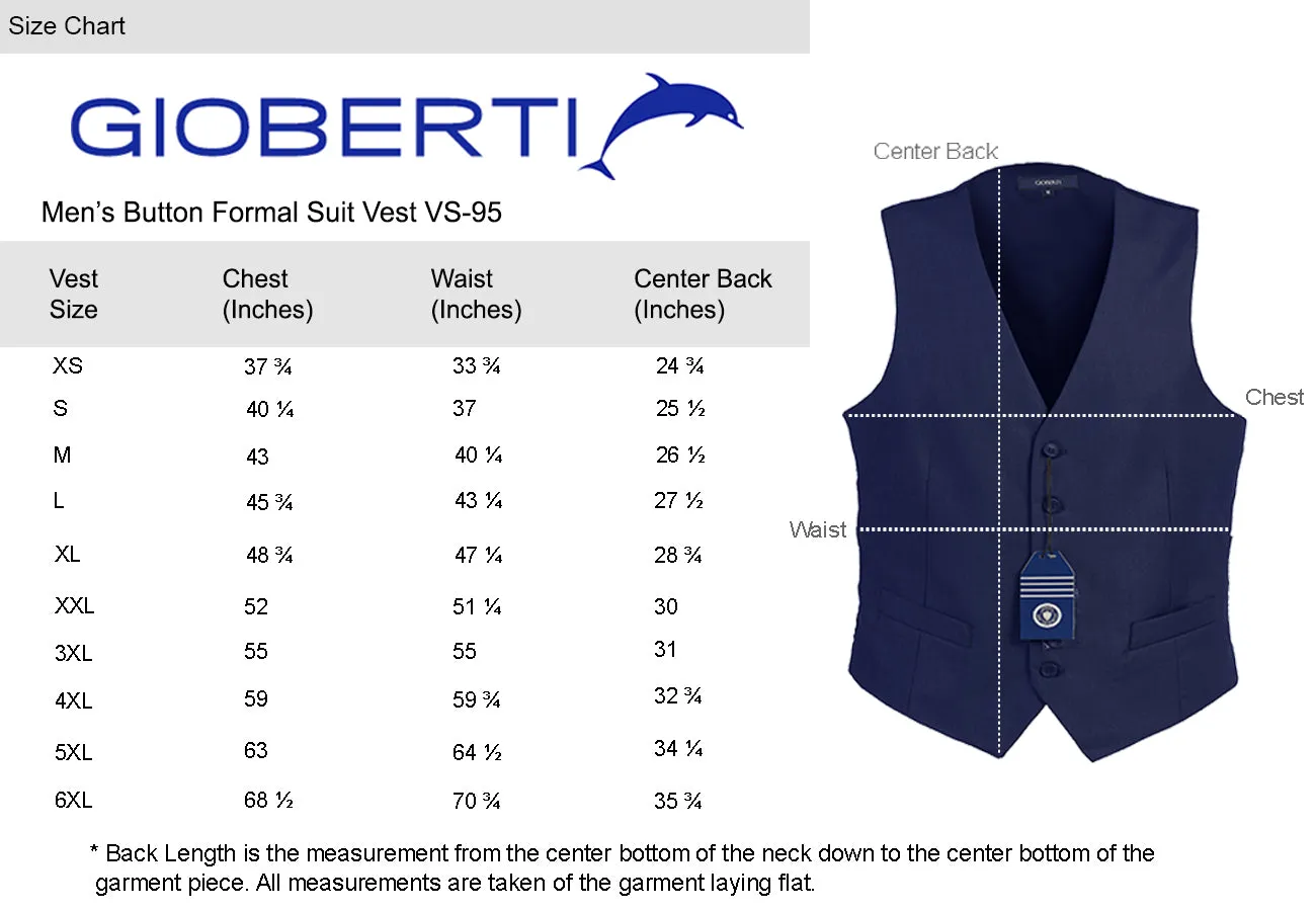 Gioberti Men's Black Formal Suit Vest