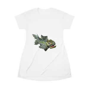 Green Fish All Over Print T-Shirt Dress