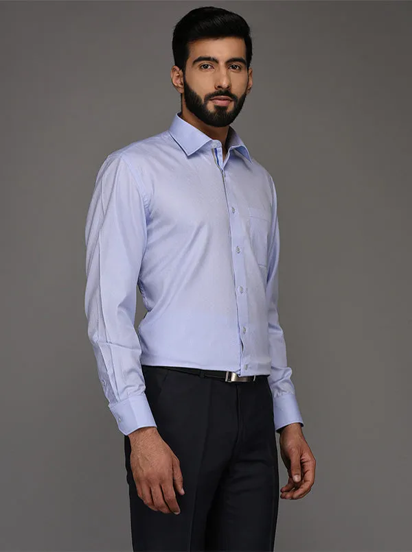 Greenfibre Sky Blue Dobby Regular Fit Formal Shirt