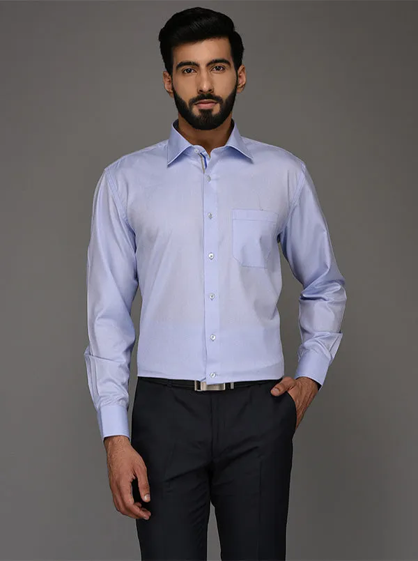 Greenfibre Sky Blue Dobby Regular Fit Formal Shirt