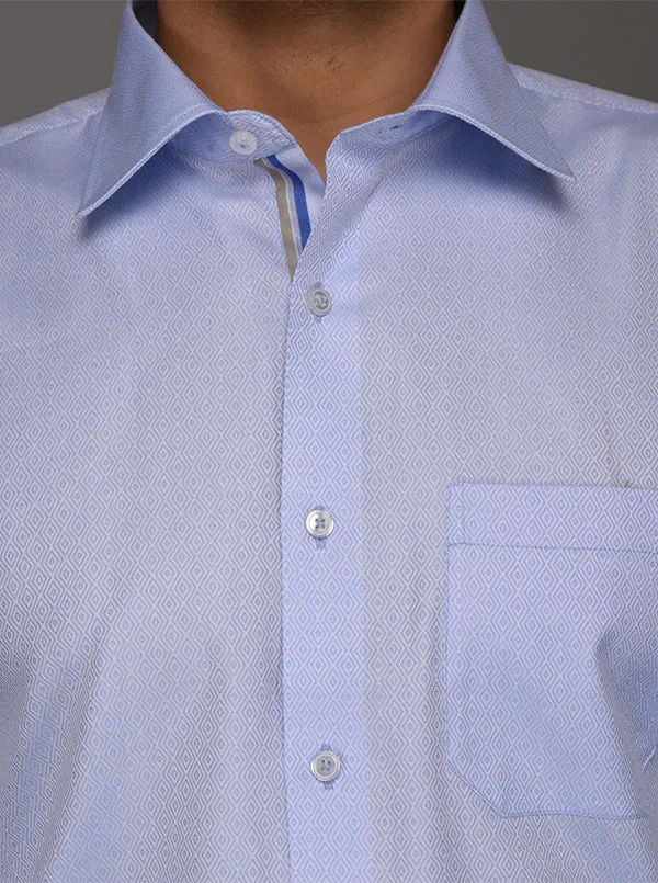 Greenfibre Sky Blue Dobby Regular Fit Formal Shirt