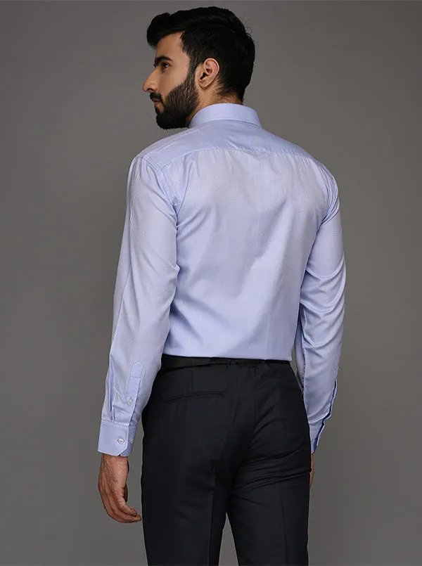 Greenfibre Sky Blue Dobby Regular Fit Formal Shirt