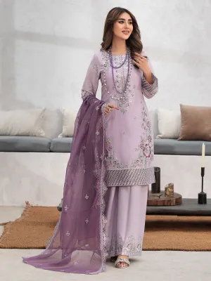 Heera's Lilac Embroidered Cambric Cotton Suit