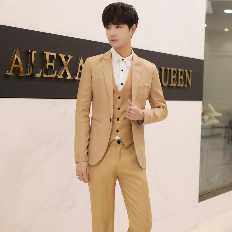 IKEARLAX  Cross-Border Wholesale Suit Suit Men's Korean-Style Slim Fit Business Professional Men's Suit Suit Formal Dress Groomsman Suit