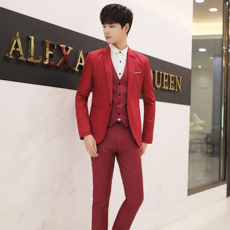 IKEARLAX  Cross-Border Wholesale Suit Suit Men's Korean-Style Slim Fit Business Professional Men's Suit Suit Formal Dress Groomsman Suit