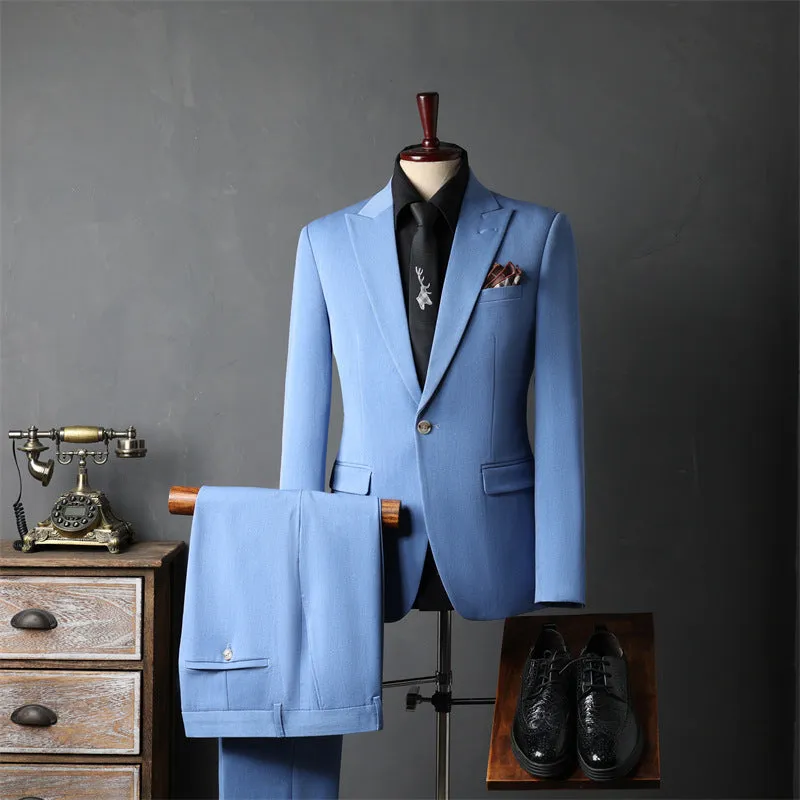 IKEARLAX  Suit Men's  New Groom Wedding Suit Slim-Fitting Suit Men's Business Casual Elegant Business Suit Three-Piece Suit Fashion