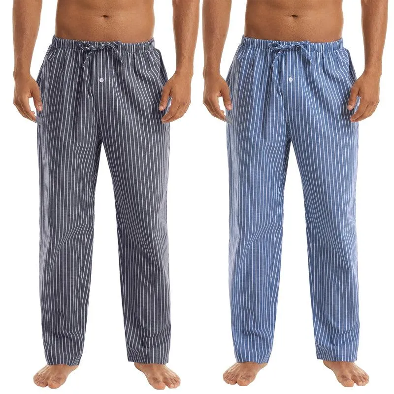 Jingtong-Men's Woven Striped Lounge Pants