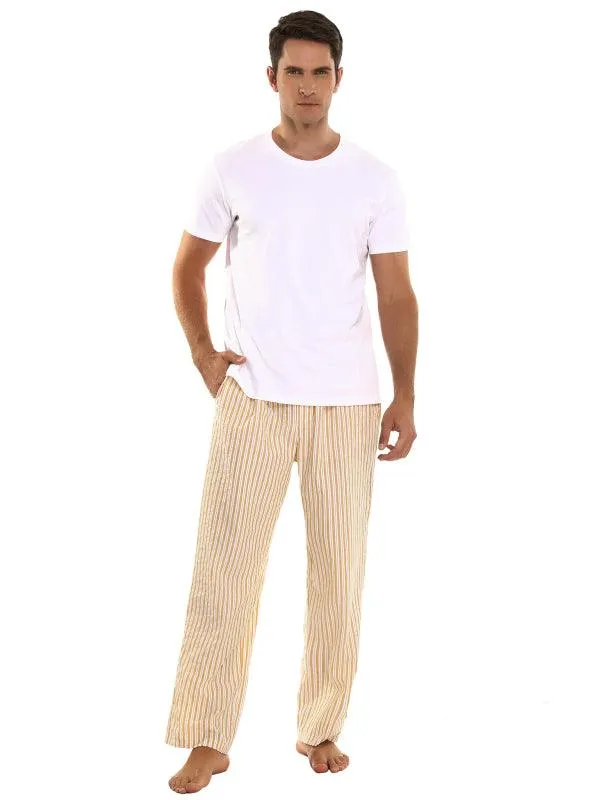 Jingtong-Men's Woven Striped Lounge Pants