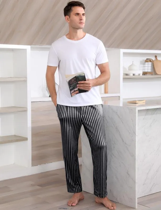 Jingtong-Men's Woven Striped Lounge Pants