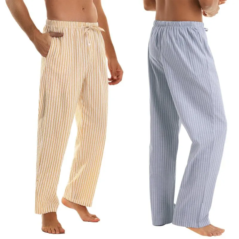 Jingtong-Men's Woven Striped Lounge Pants