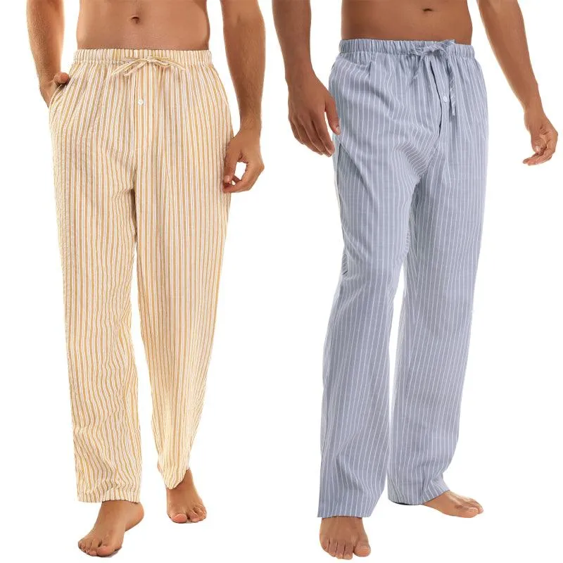 Jingtong-Men's Woven Striped Lounge Pants