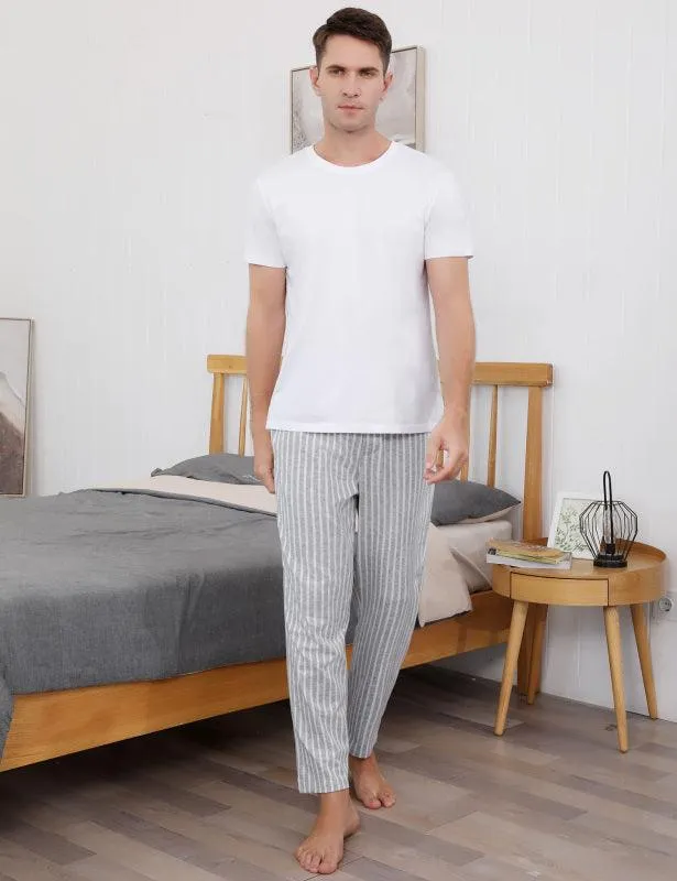 Jingtong-Men's Woven Striped Lounge Pants