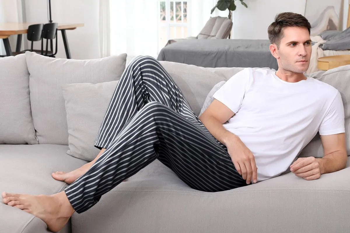 Jingtong-Men's Woven Striped Lounge Pants