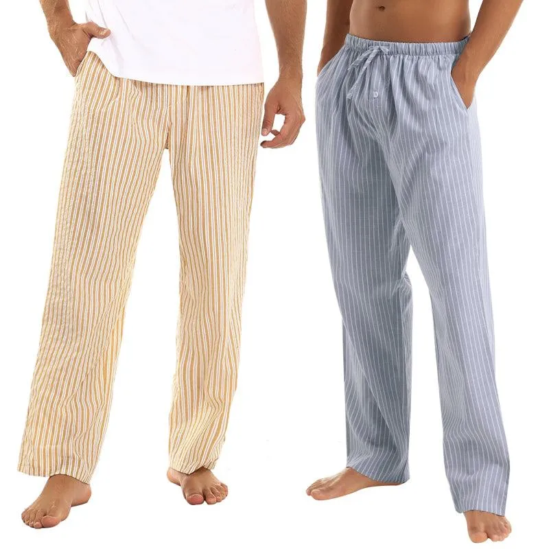 Jingtong-Men's Woven Striped Lounge Pants