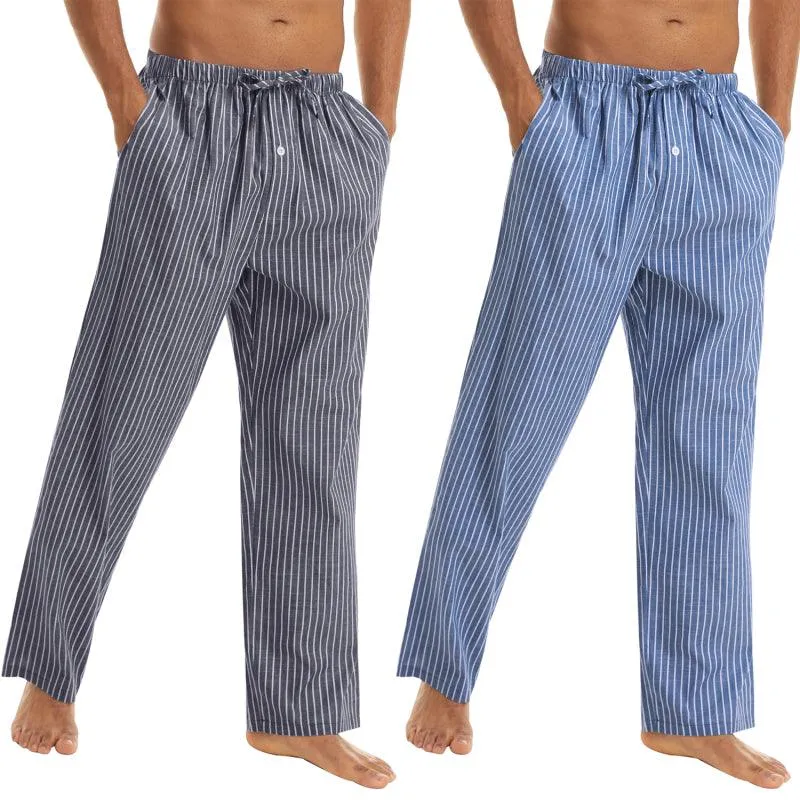 Jingtong-Men's Woven Striped Lounge Pants